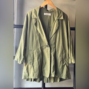 Lovely Free People Green Pleated Cotton Blazer
